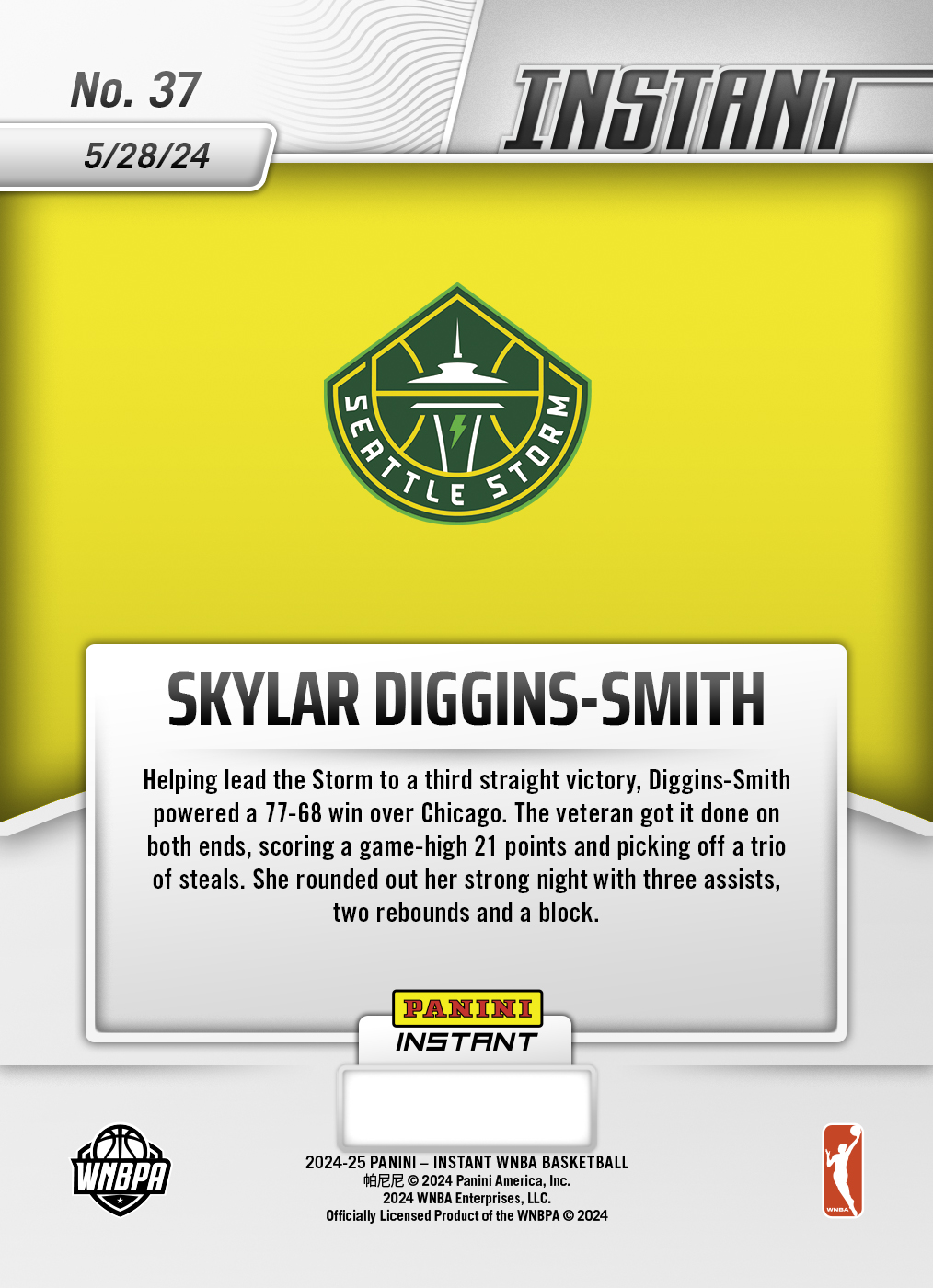 Skylar Diggins-Smith - 2024 Panini Instant WNBA #37 - Jungle /25 - Image 2