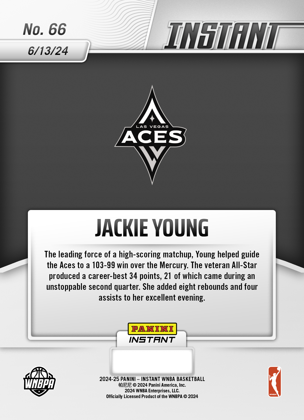 Jackie Young - 2024 Panini Instant WNBA #66 - Jungle /25 - Image 2