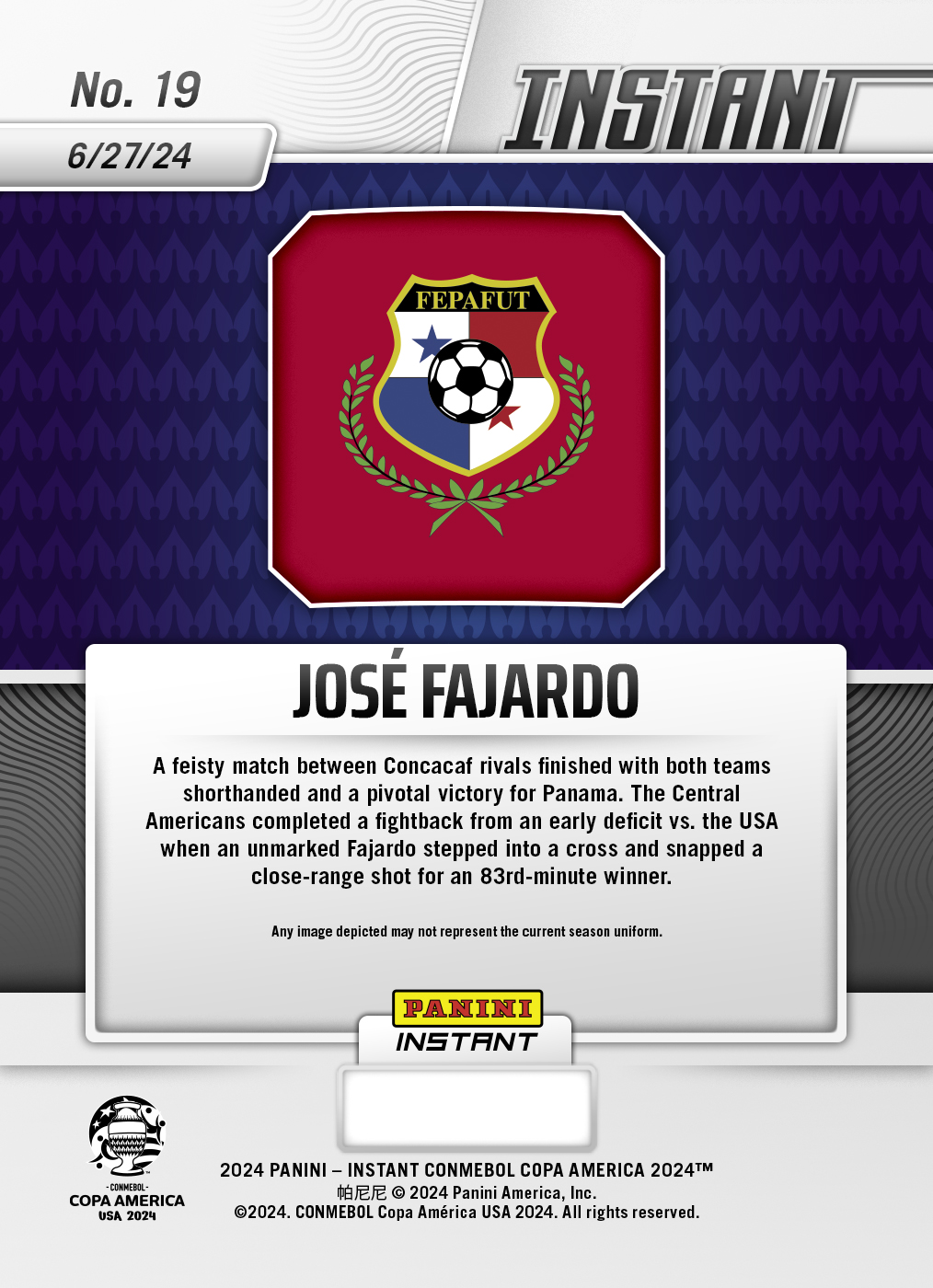 Jose Fajardo - Panini Instant Copa America #19 - Red /25 - Image 2