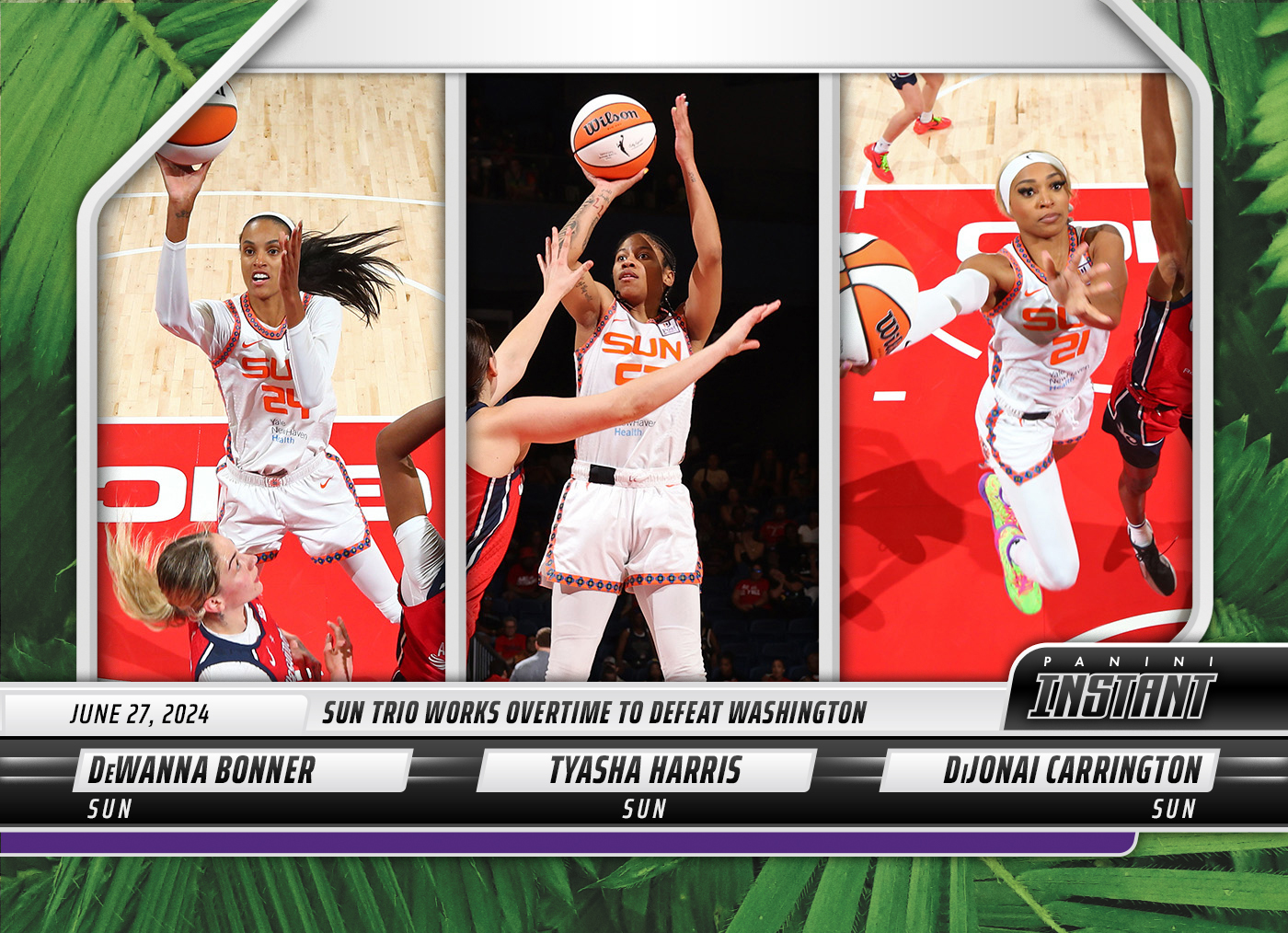 DeWanna Bonner/Tyasha Harris/Dijonai Carrington - 2024 Panini Instant WNBA #94 - Jungle /25