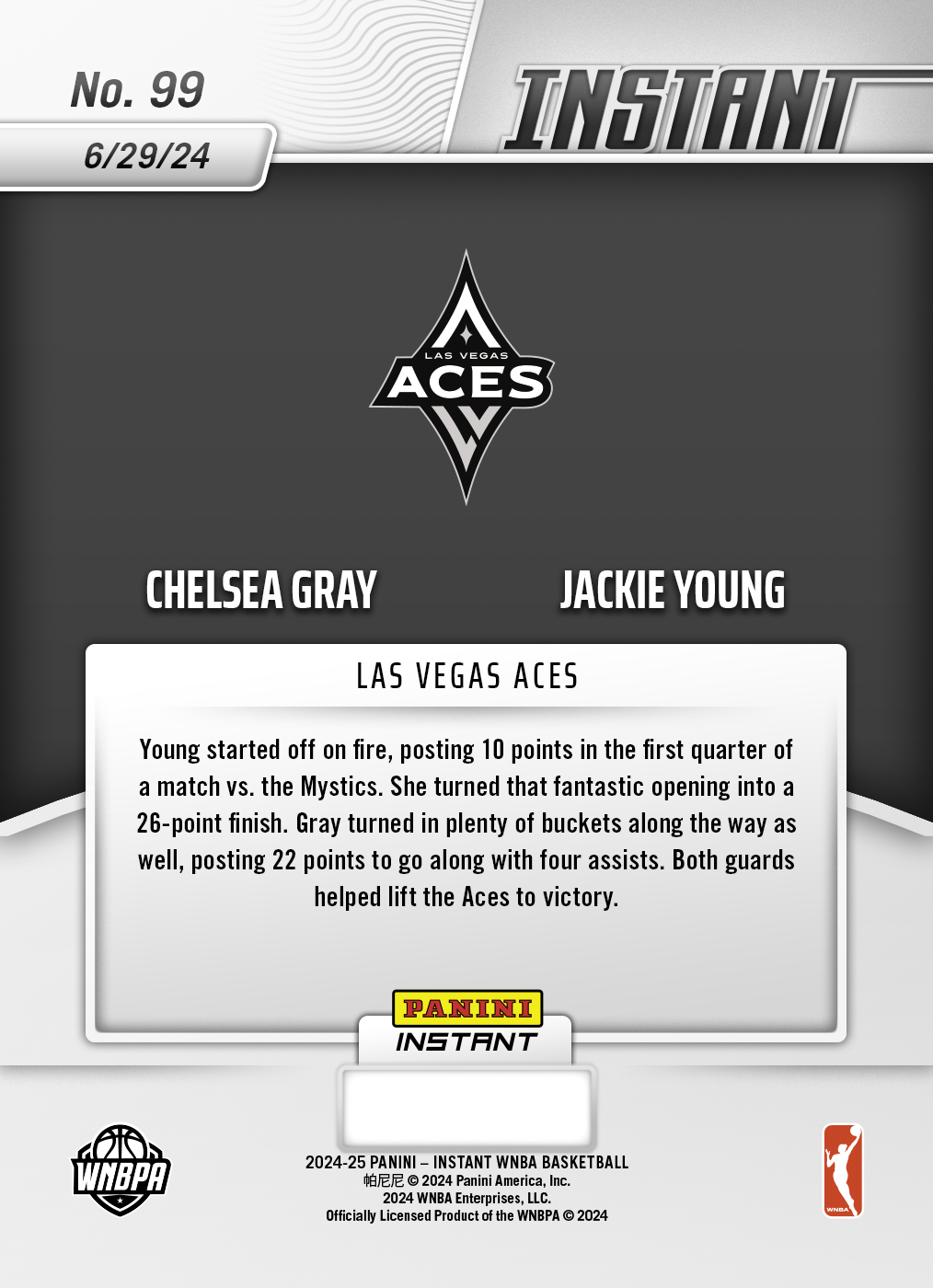 Chelsea Gray/Jackie Young - 2024 Panini Instant WNBA #99 - Jungle /25 - Image 2