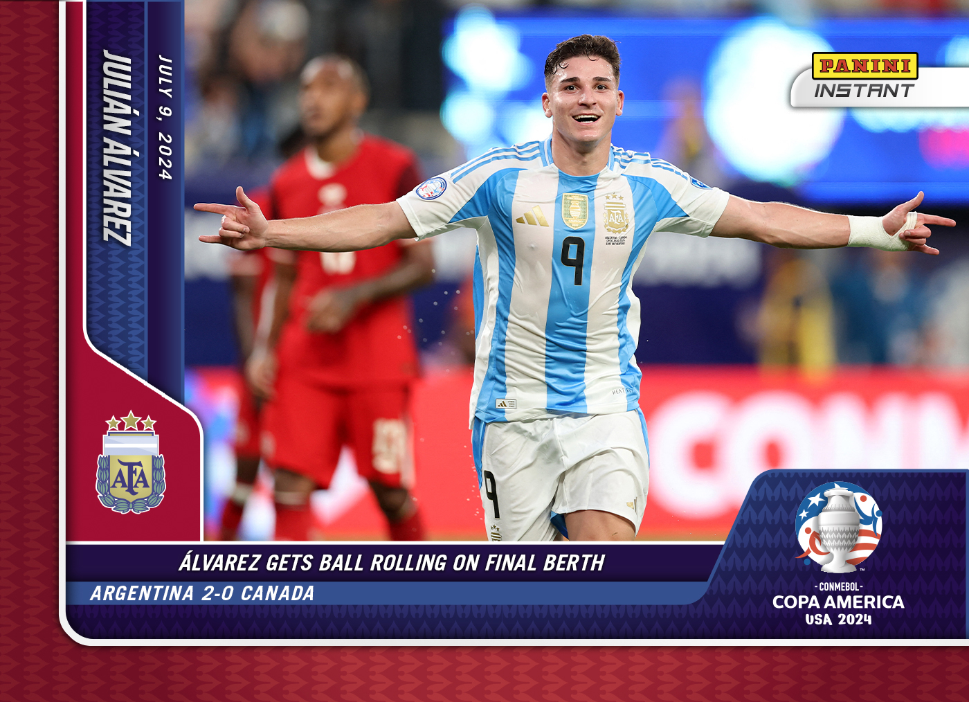Julian Alvarez - Panini Instant Copa America #38 - Red /25