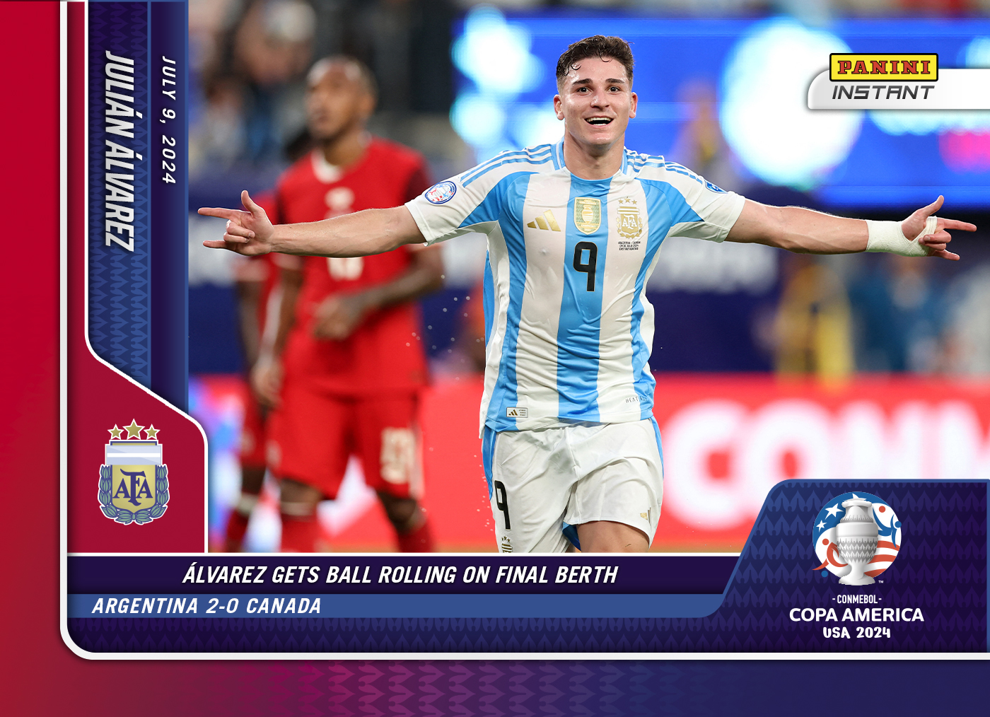 Julian Alvarez - Panini Instant Copa America #38 - Blue & Red /5