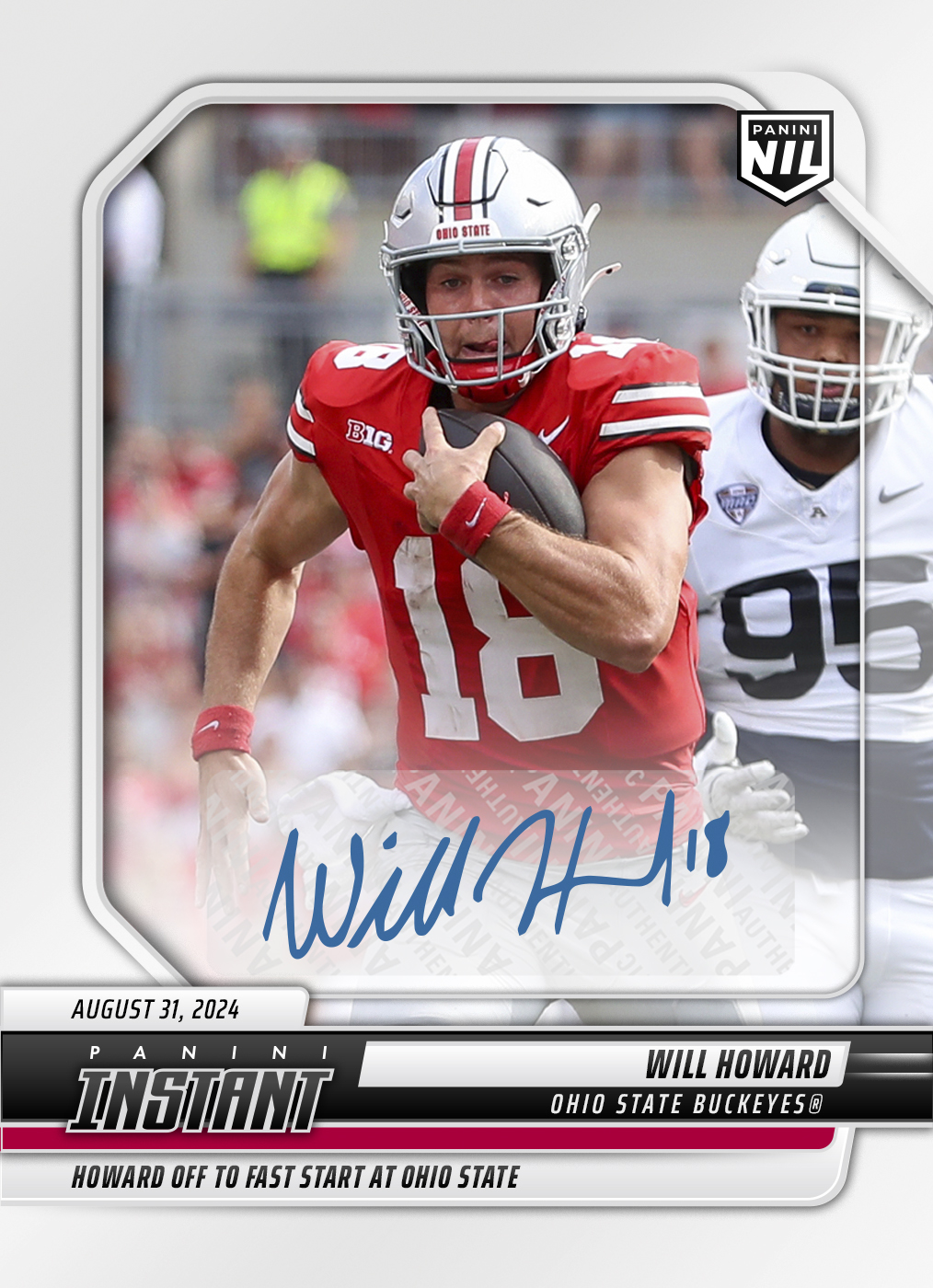 Will Howard - 2024 Panini Instant College Football #WHA - Base /99 Auto