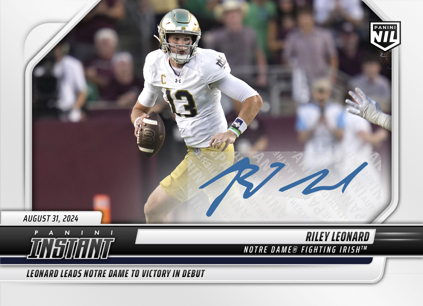 Riley Leonard - 2024 Panini Instant College Football #RLA - Base /99 Auto