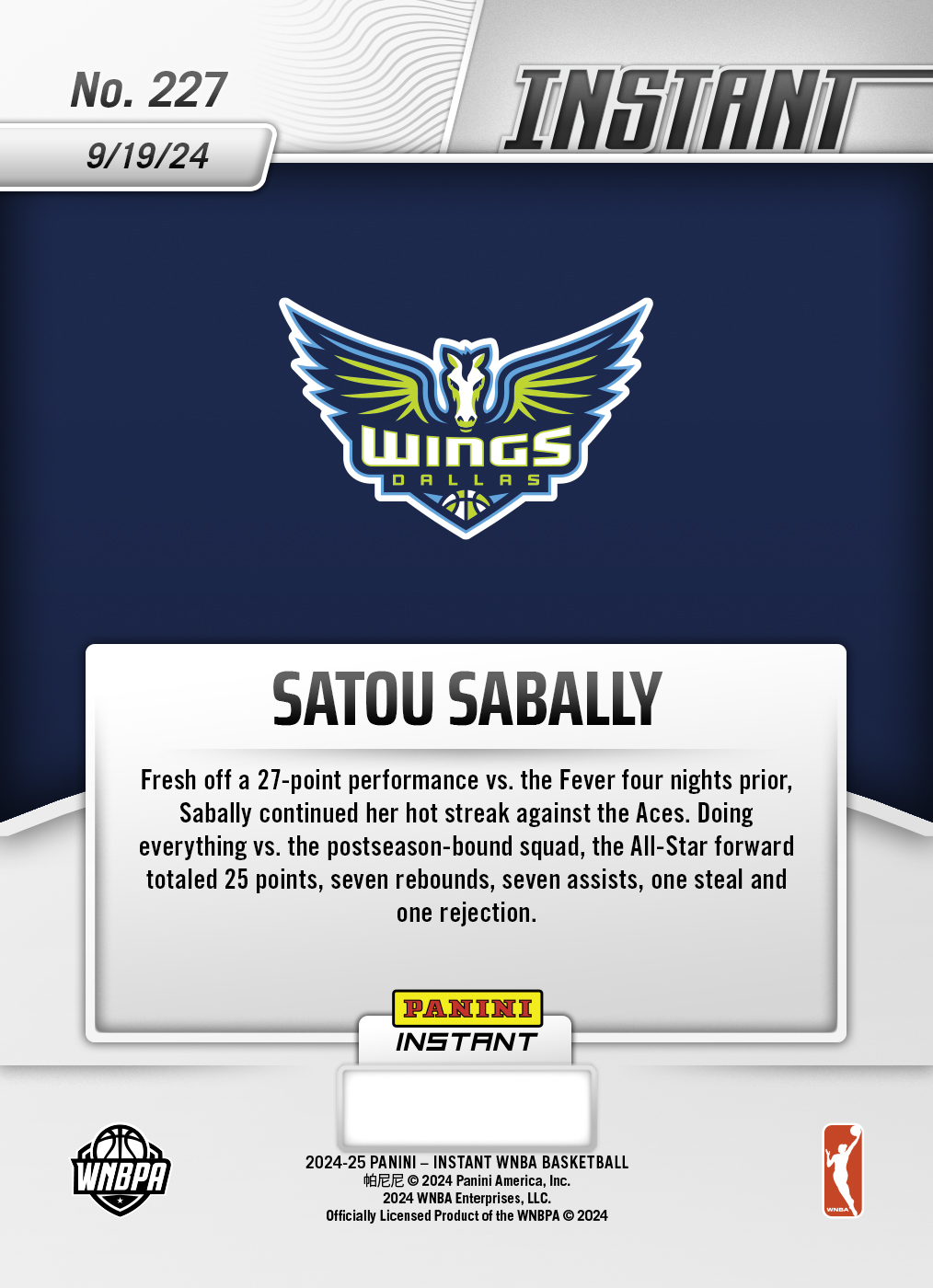Satou Sabally - 2024 Panini Instant WNBA #227 - Jungle /25 - Image 2