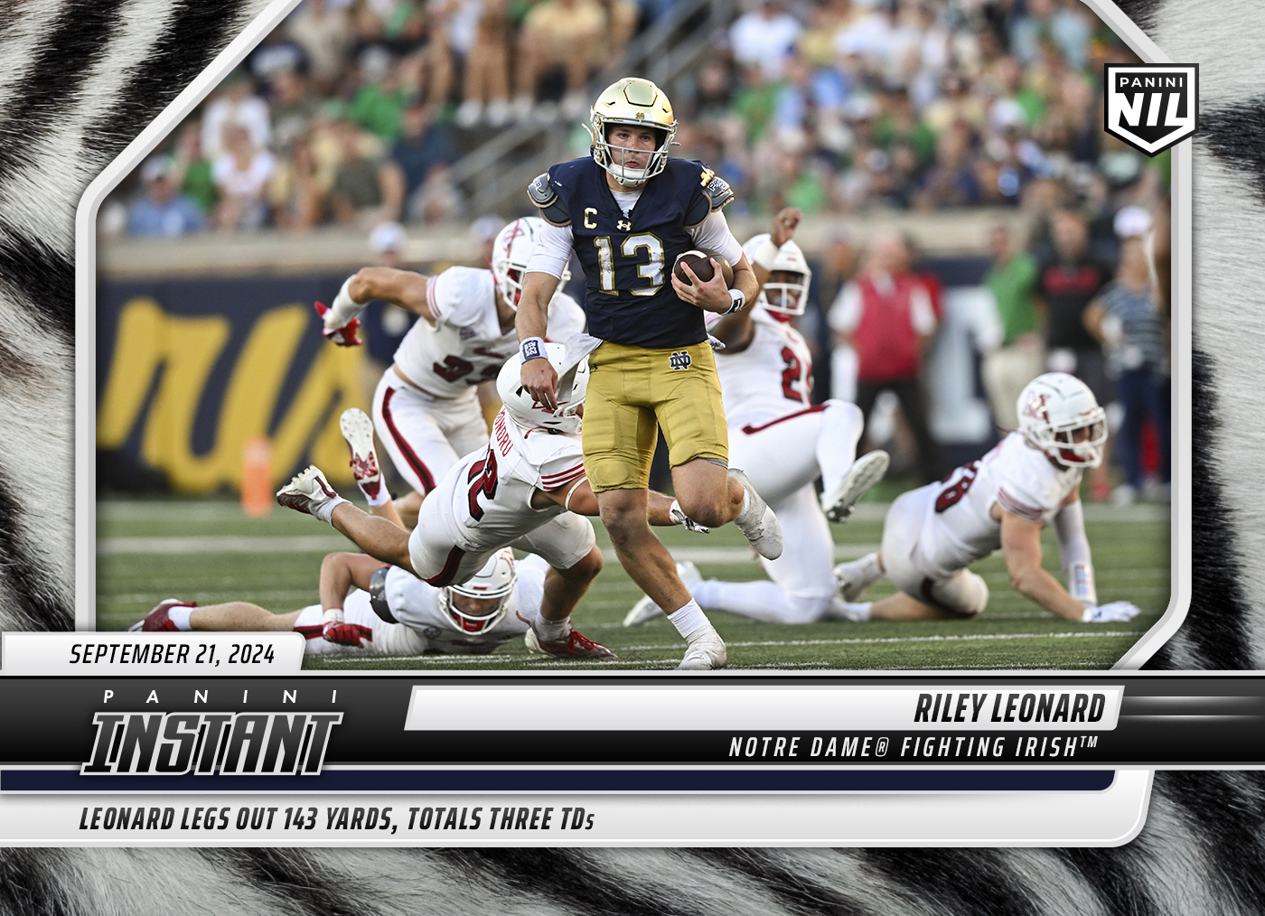 Riley Leonard - 2024 Panini Instant College Football #RLB - White Tiger /5