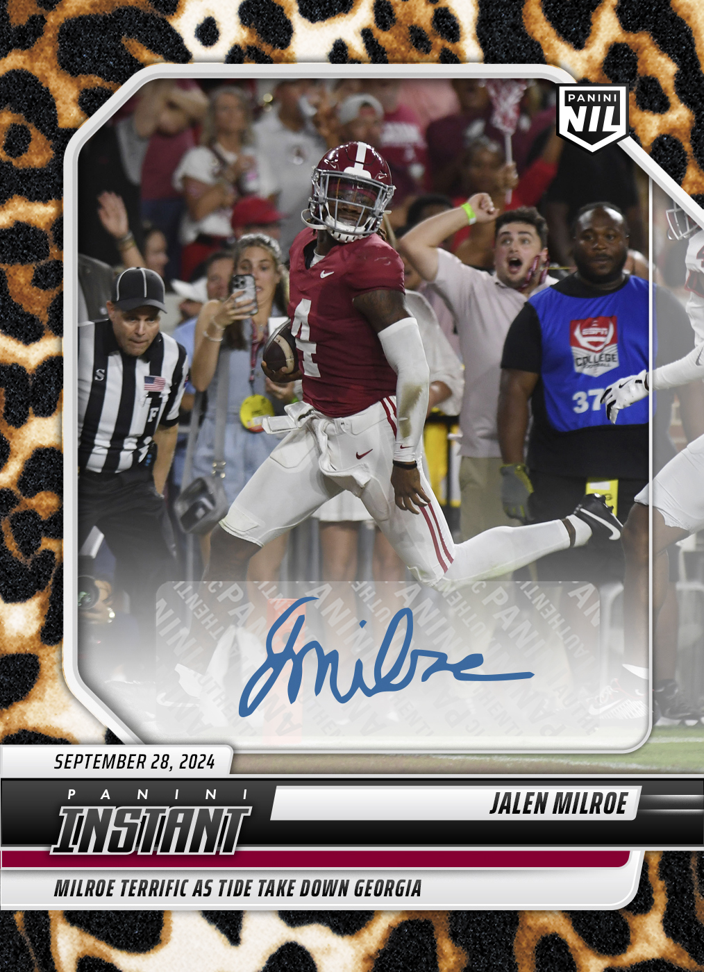 Jalen Milroe - 2024 Panini Instant College Football #JMD - Jaguar /10 Auto
