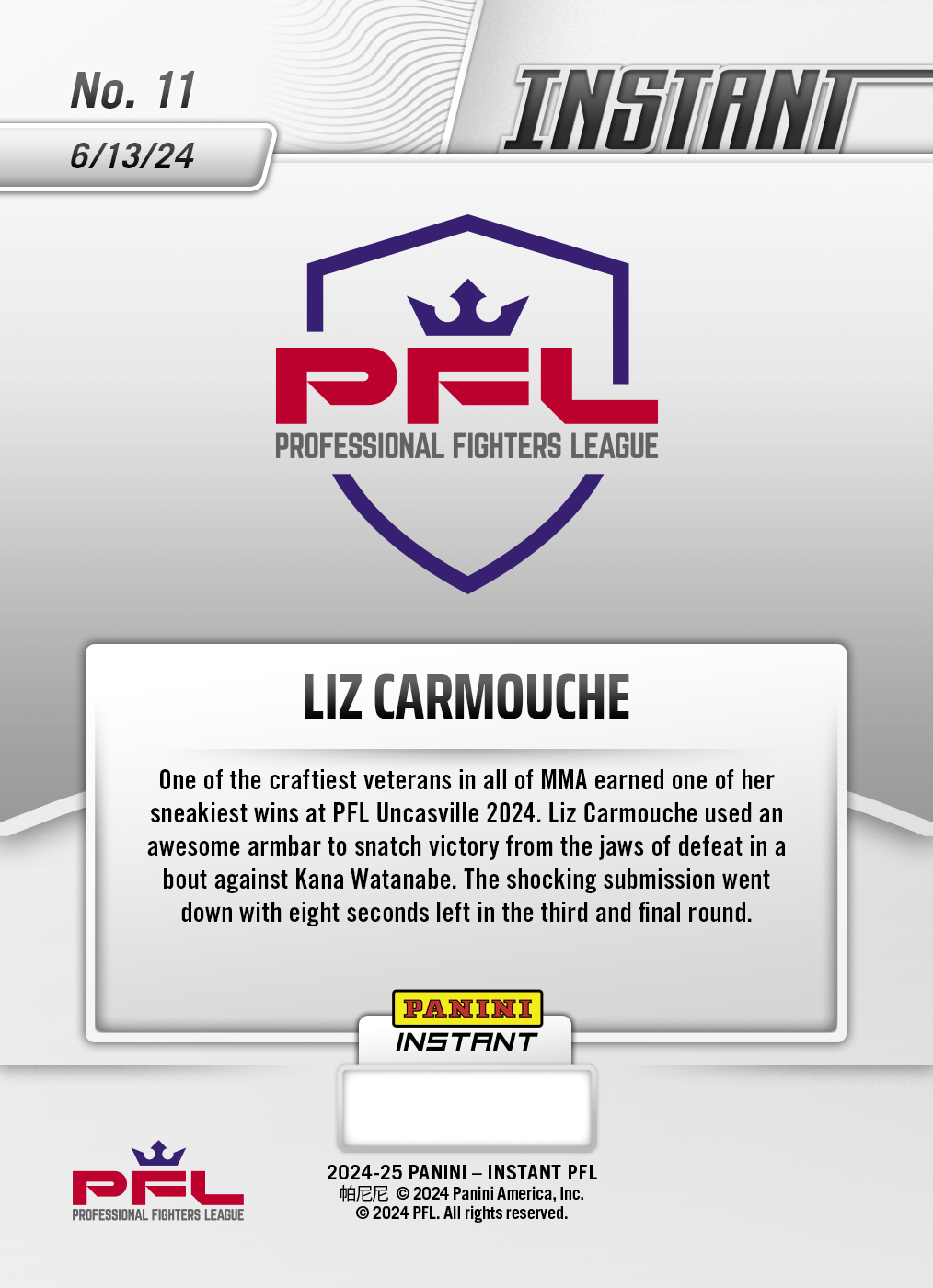 Liz Carmouche - 2024 Panini Instant PFL Season Highlights #11 - White Tiger /5 - Image 2
