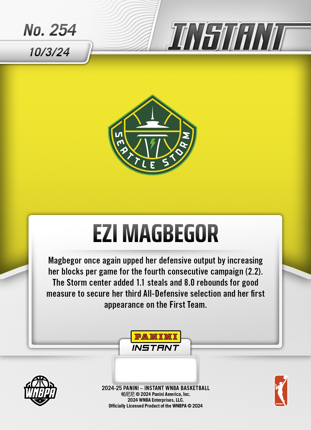 Ezi Magbegor - 2024 Panini Instant WNBA #254 - Jungle /25 - Image 2