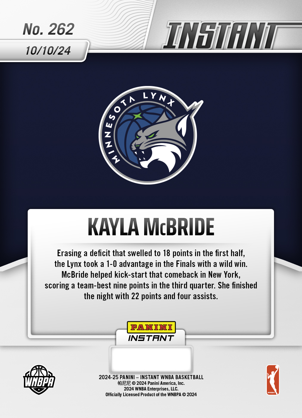 Kayla McBride - 2024 Panini Instant WNBA #262 - Jaguar /10 - Image 2