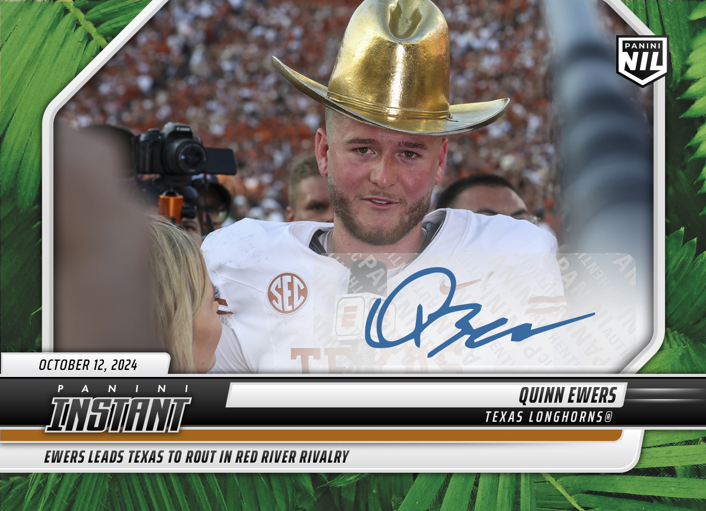 Quinn Ewers - 2024 Panini Instant College Football #QEC - Jungle /25 Auto