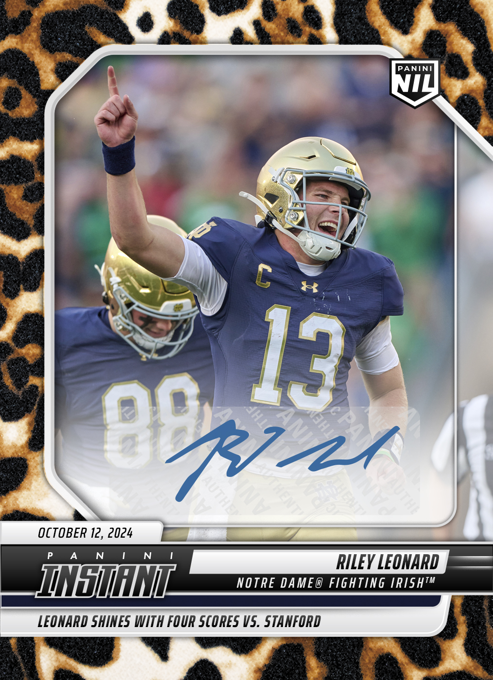 Riley Leonard - 2024 Panini Instant College Football #RLD - Jaguar /10 Auto