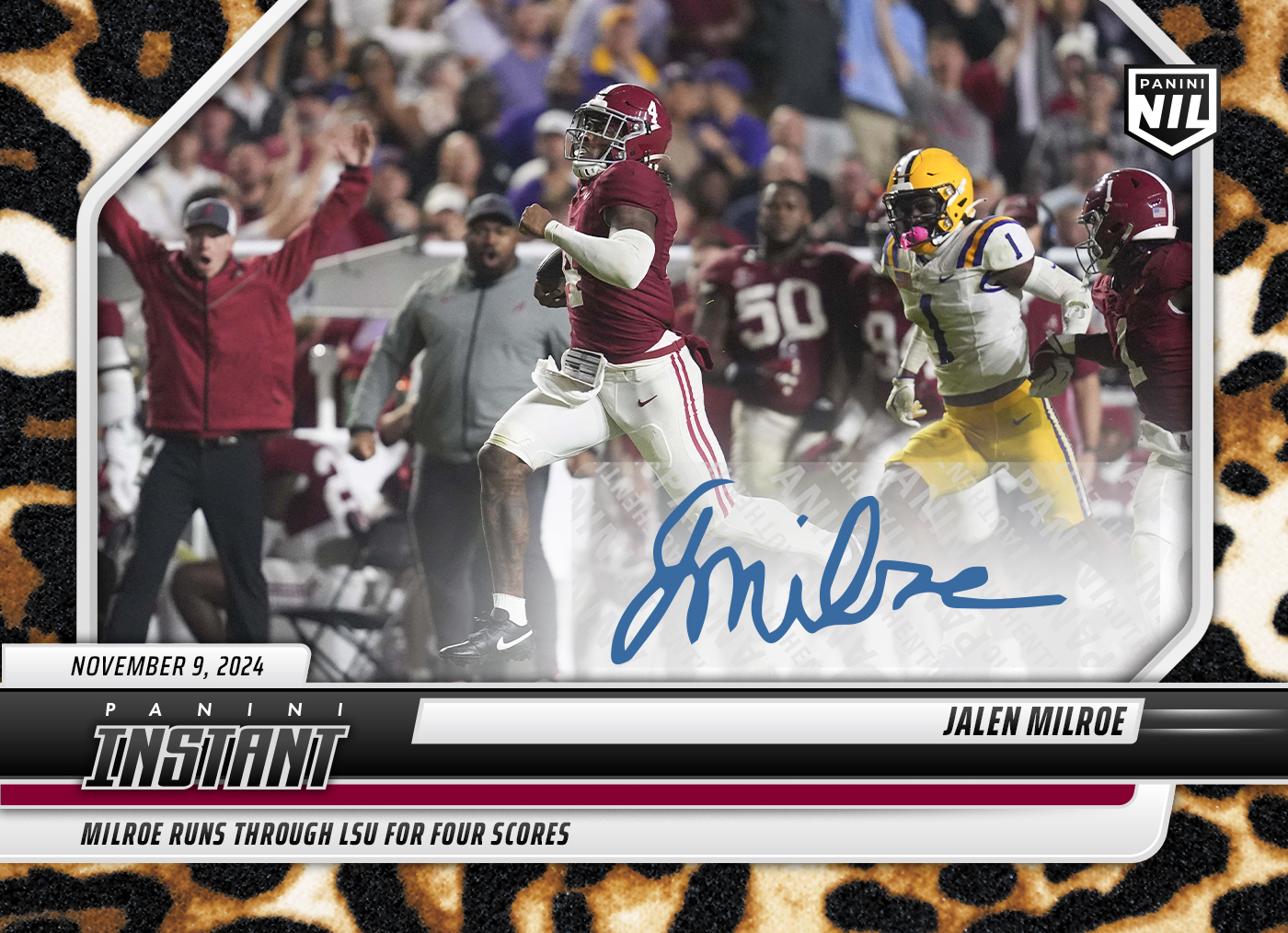 Jalen Milroe - 2024 Panini Instant College Football #JMF - Jaguar /10 Auto