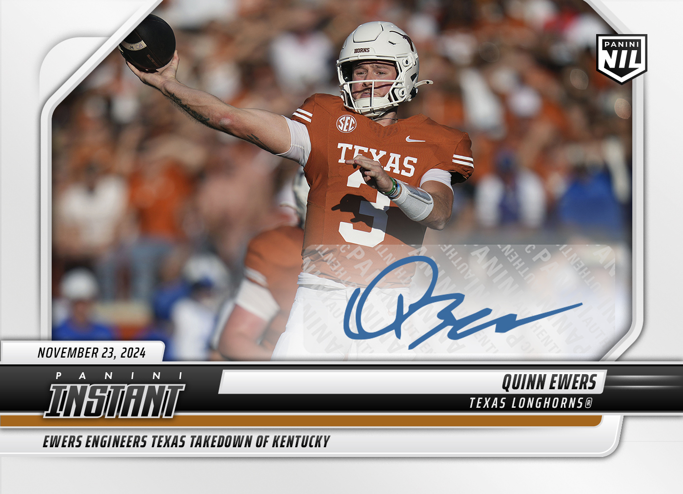 Quinn Ewers - 2024 Panini Instant College Football #QED - Base /99 Auto