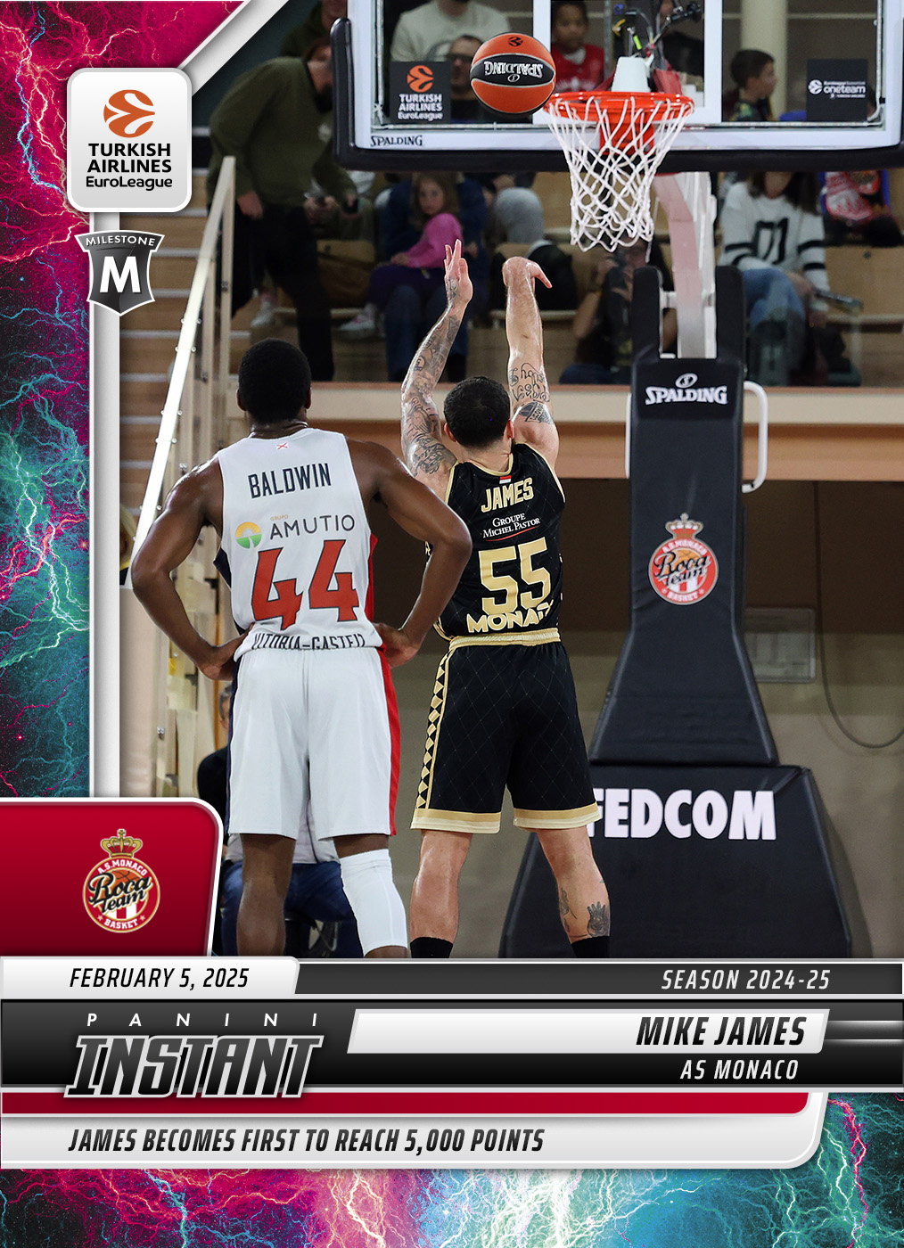 Mike James - 2024-25 Panini Instant Turkish Airlines EuroLeague #1 - Lightning /5