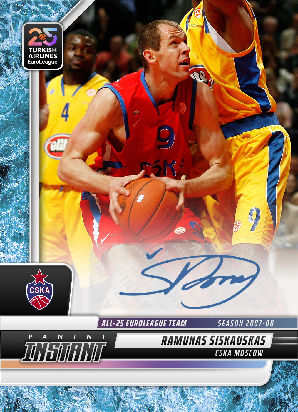 Ramunas Siskauskas - 2024-25 Panini Instant Turkish Airlines EuroLeague All-25 EuroLeague Team #ALL25-3 - Water /10 Auto