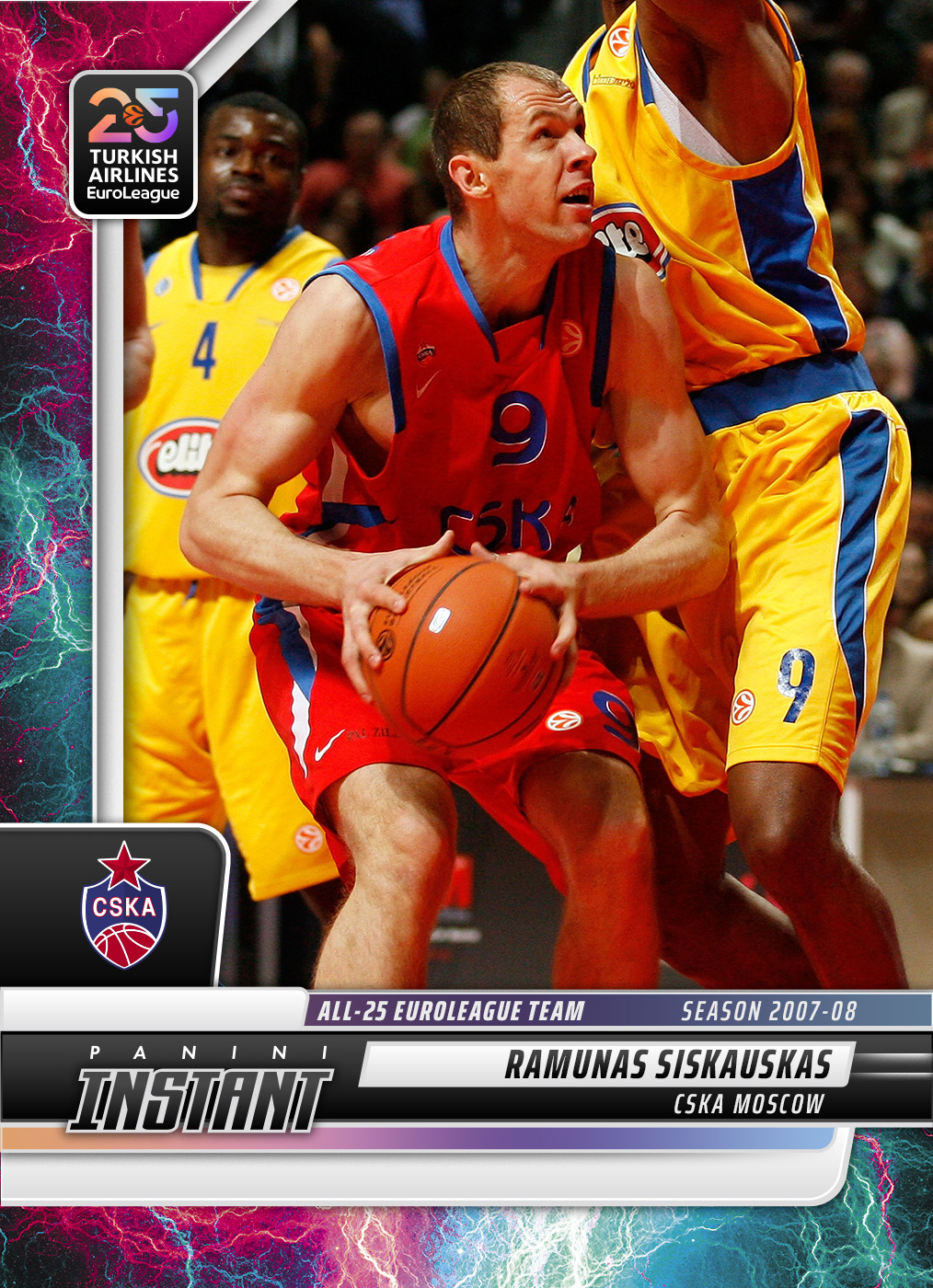 Ramunas Siskauskas - 2024-25 Panini Instant Turkish Airlines EuroLeague All-25 EuroLeague Team #ALL25-3 - Lightning /5