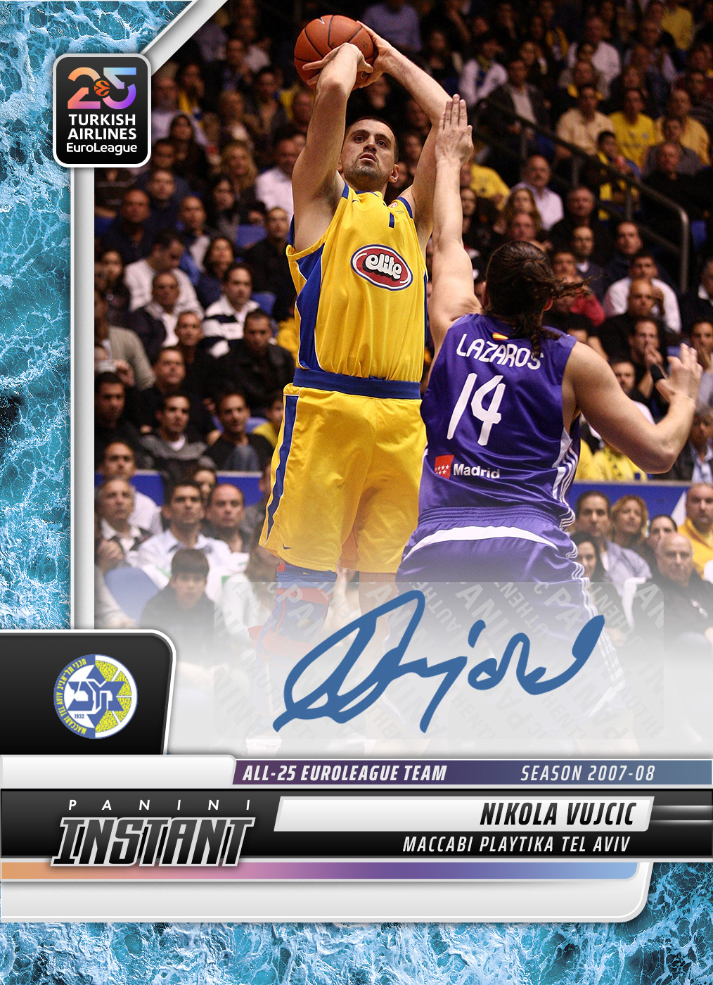 Nikola Vujcic - 2024-25 Panini Instant Turkish Airlines EuroLeague All-25 EuroLeague Team #ALL25-5 - Water /10 Auto