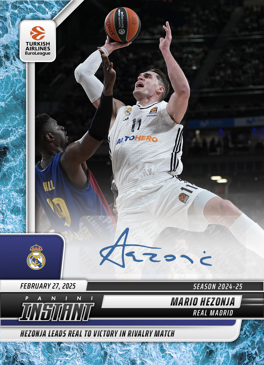 Mario Hezonja - 2024-25 Panini Instant Turkish Airlines EuroLeague #7 - Water /10 Auto
