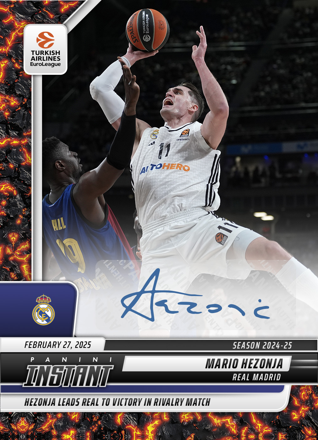 Mario Hezonja - 2024-25 Panini Instant Turkish Airlines EuroLeague #7 - Magma 1/1 Auto