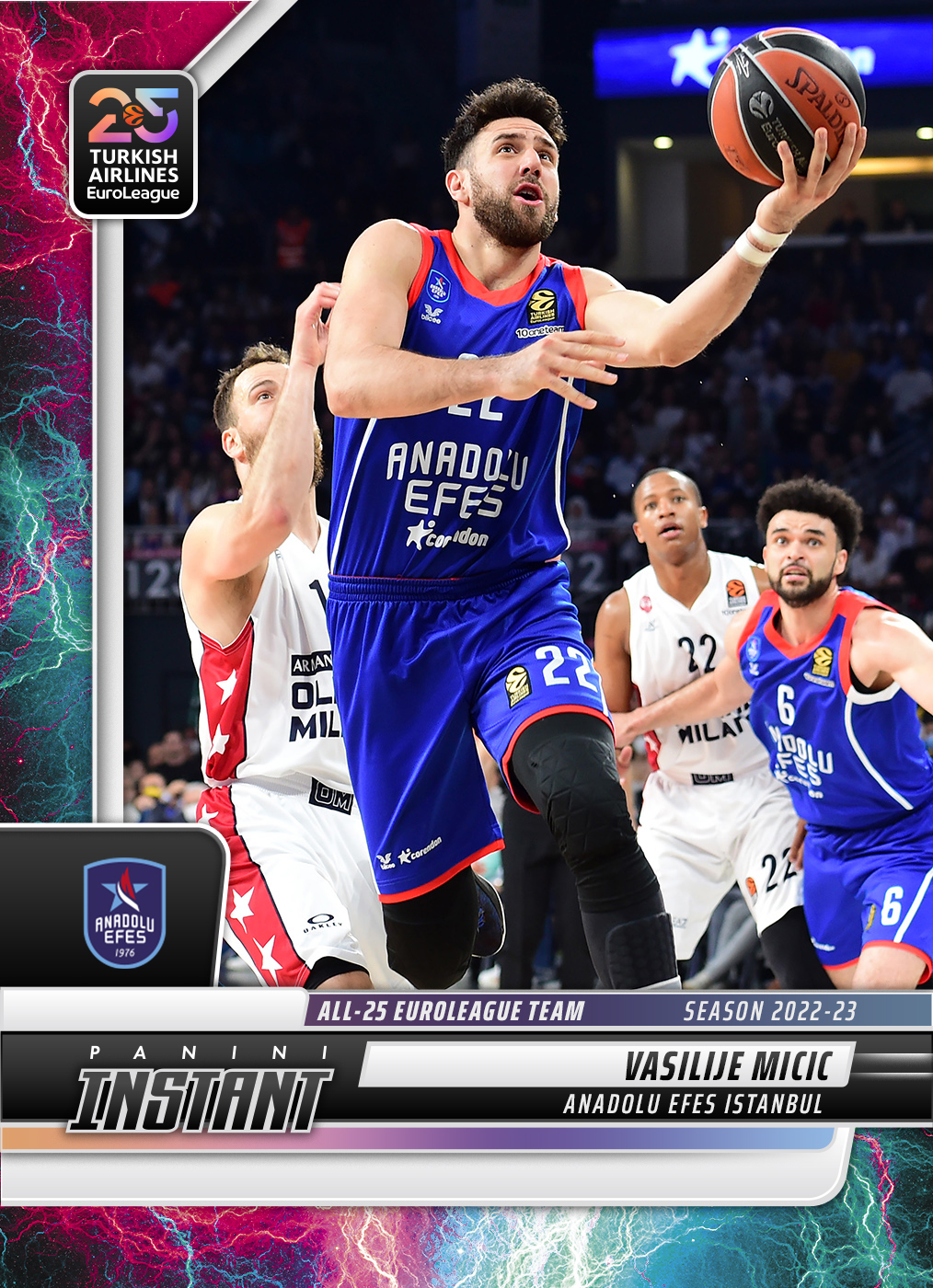 Vasilije Micic - 2024-25 Panini Instant Turkish Airlines EuroLeague All-25 EuroLeague Team #ALL25-7 - Lightning /5