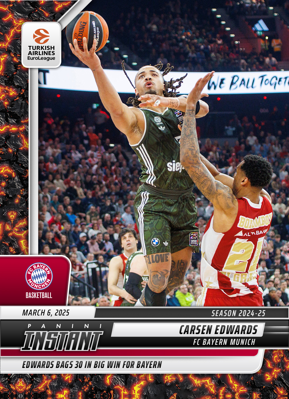 Carsen Edwards - 2024-25 Panini Instant Turkish Airlines EuroLeague #8 - Magma 1/1