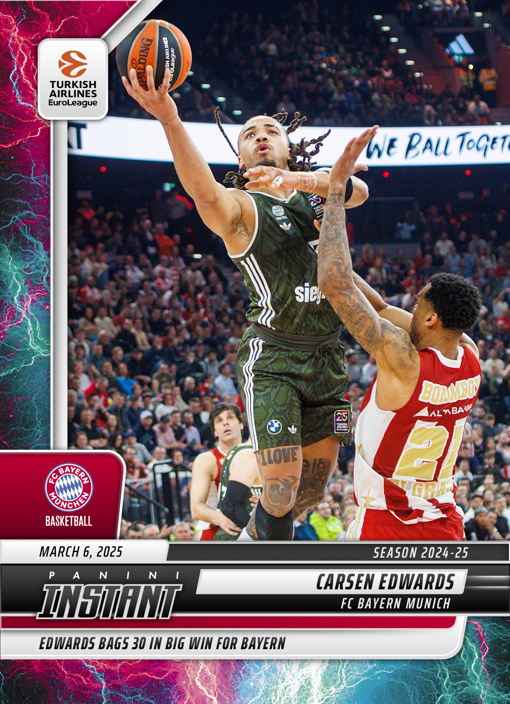Carsen Edwards - 2024-25 Panini Instant Turkish Airlines EuroLeague #8 - Lightning /5