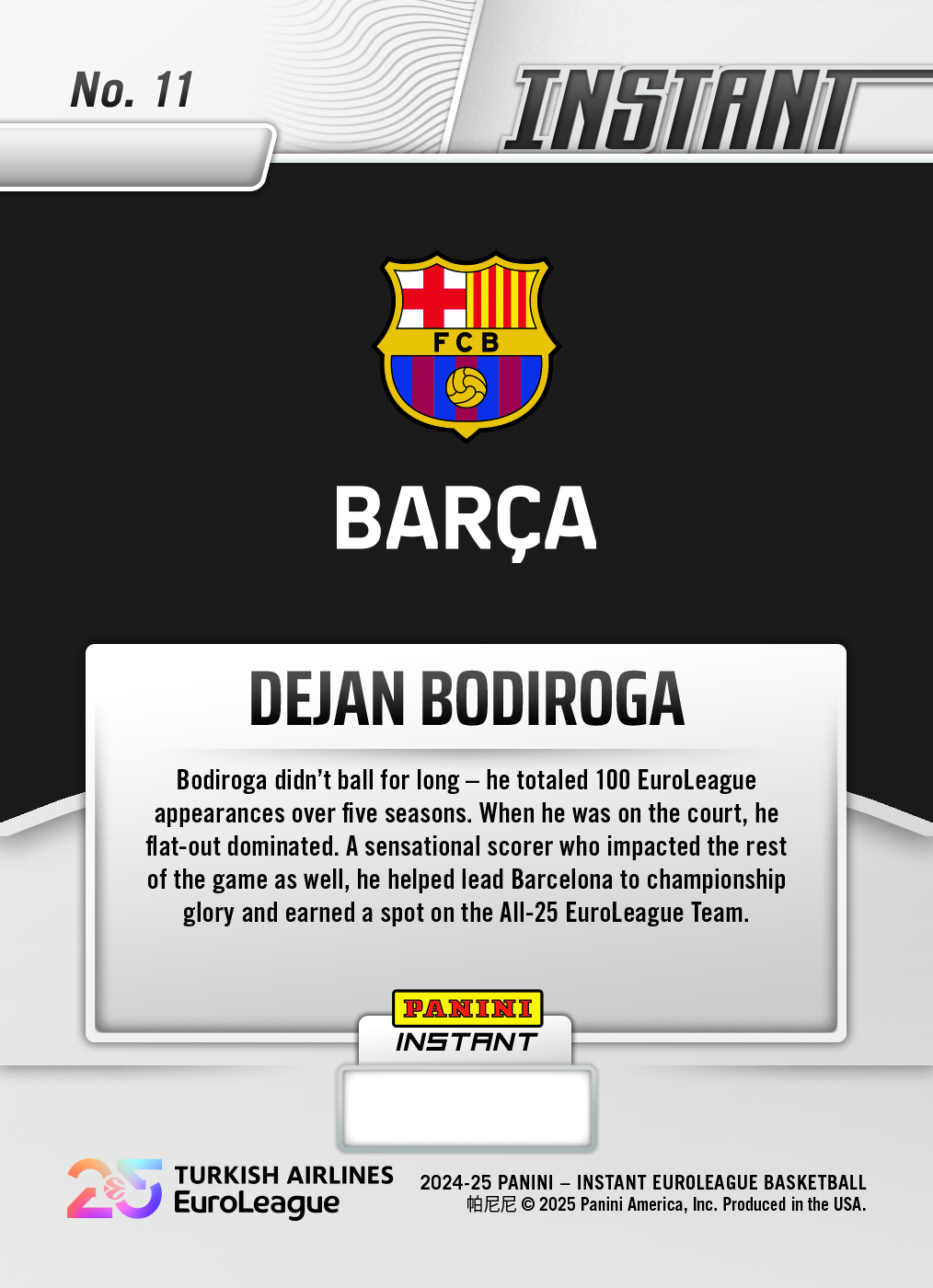 Dejan Bodiroga - 2024-25 Panini Instant Turkish Airlines EuroLeague All-25 EuroLeague Team #ALL25-11 - Lightning /5 - Image 2