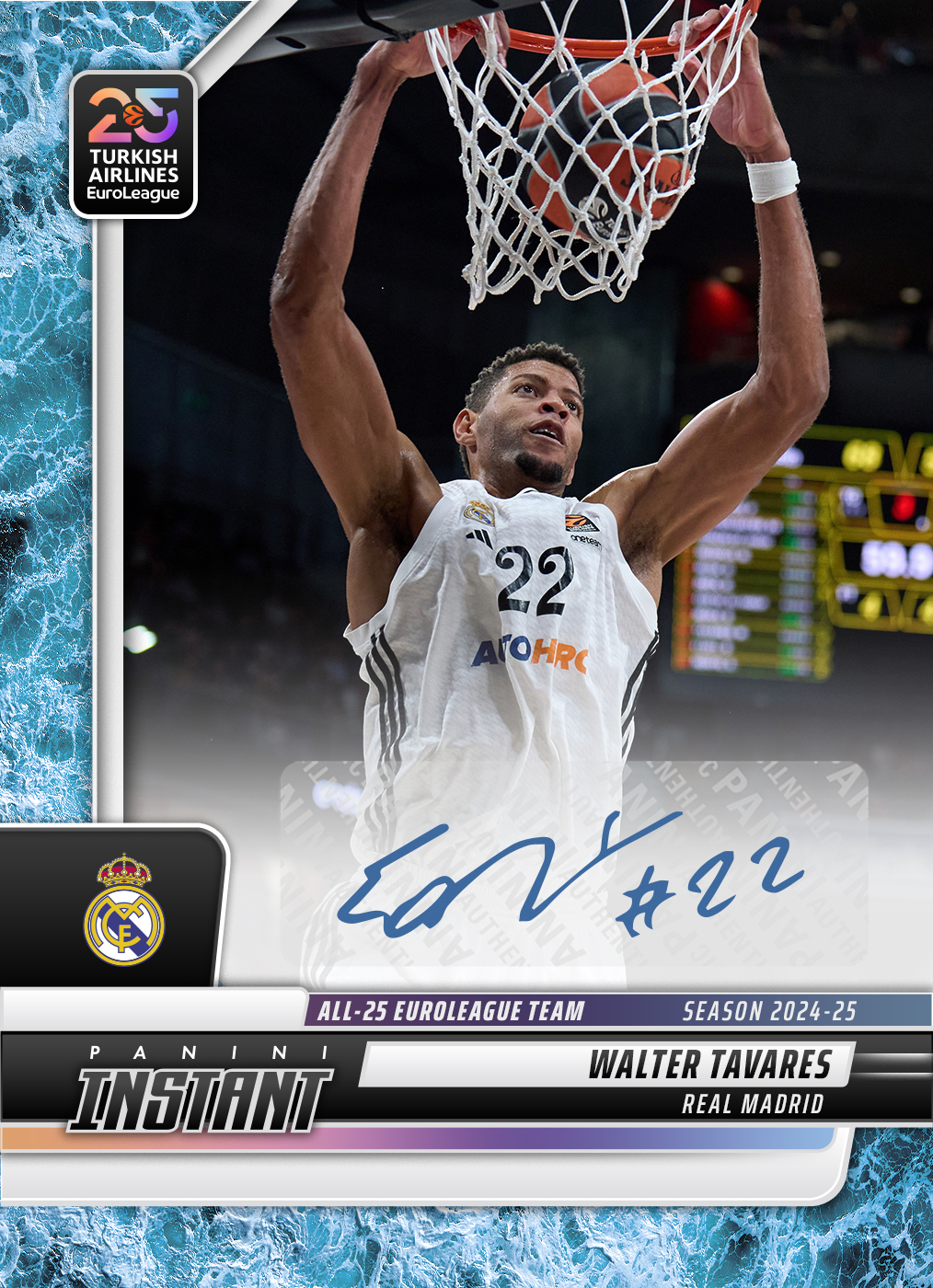 Walter Tavares - 2024-25 Panini Instant Turkish Airlines EuroLeague All-25 EuroLeague Team #ALL25-12 - Water /10 Auto