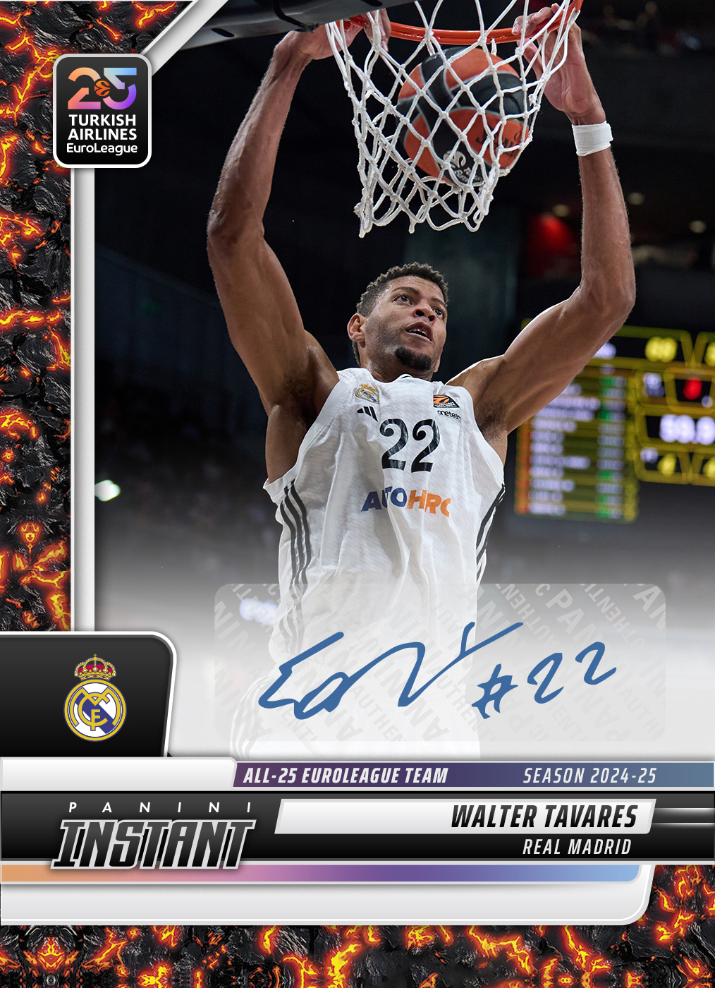 Walter Tavares - 2024-25 Panini Instant Turkish Airlines EuroLeague All-25 EuroLeague Team #ALL25-12 - Magma 1/1 Auto