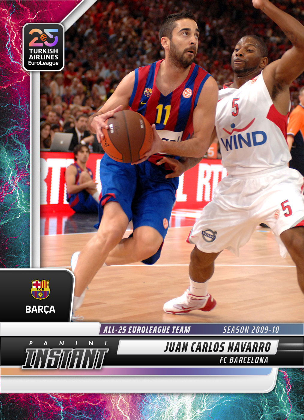 Juan Carlos Navarro - 2024-25 Panini Instant Turkish Airlines EuroLeague All-25 EuroLeague Team #ALL25-16 - Lightning /5