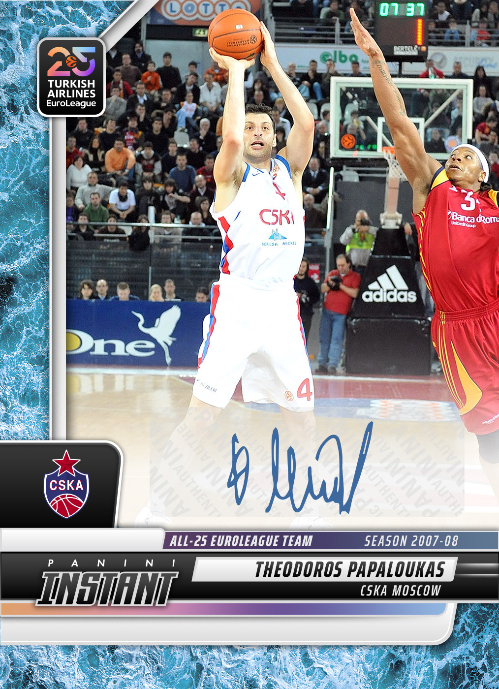 Theodoros Papaloukas - 2024-25 Panini Instant Turkish Airlines EuroLeague All-25 EuroLeague Team #ALL25-17 - Water /10 Auto