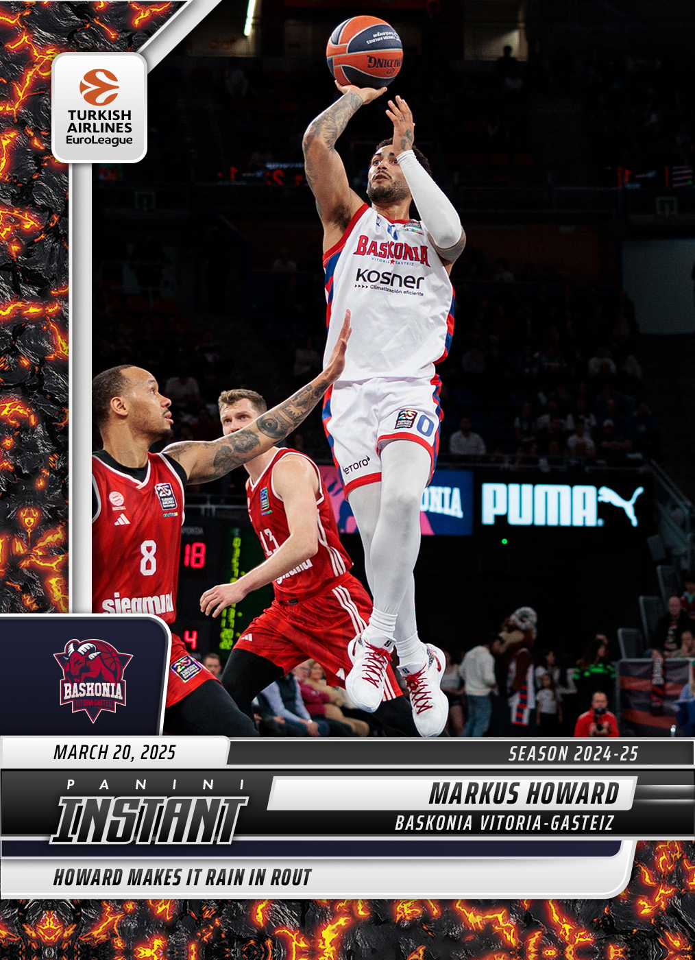 Markus Howard - 2024-25 Panini Instant Turkish Airlines EuroLeague #11 - Magma 1/1