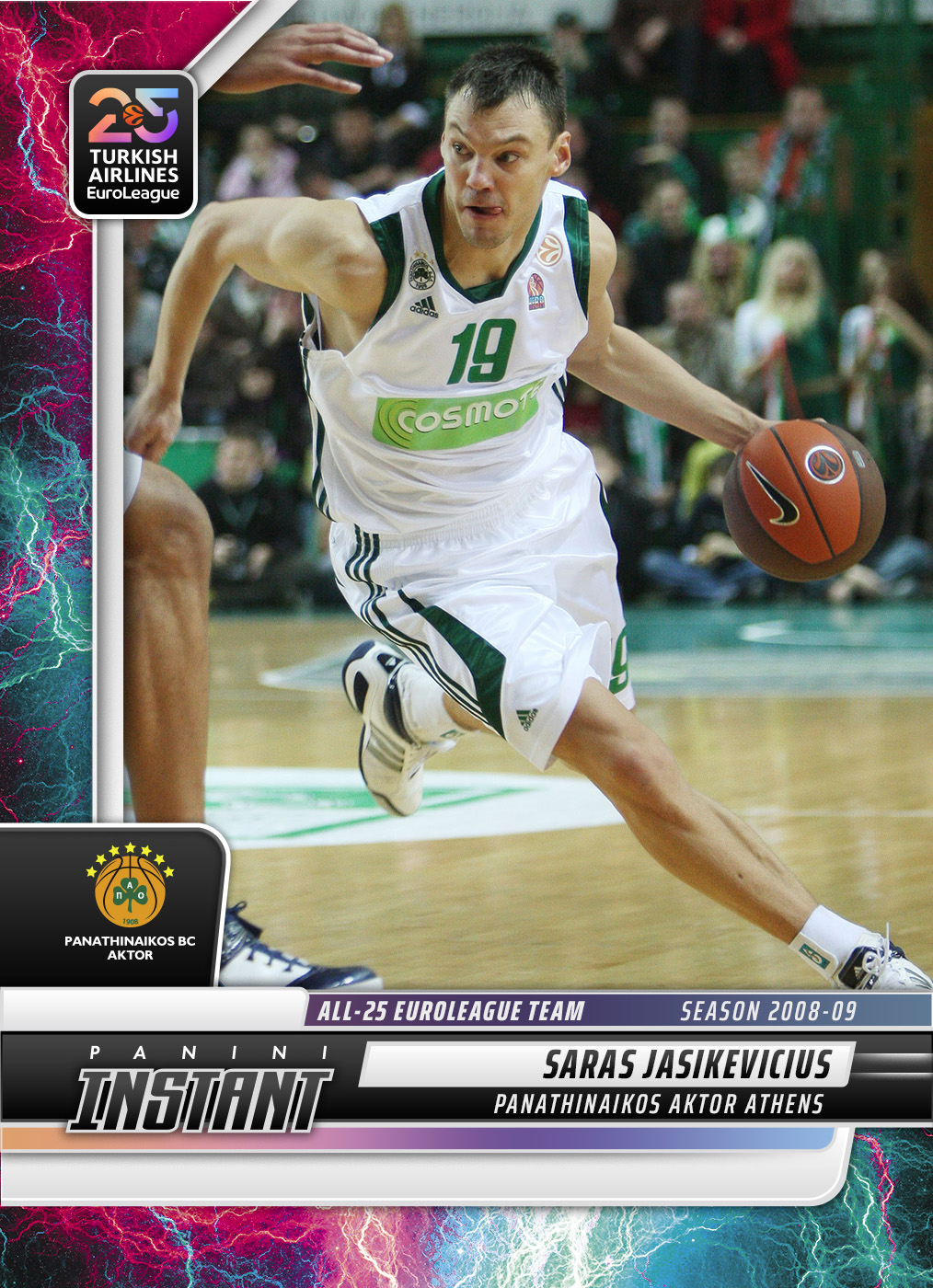 Saras Jasikevicius - 2024-25 Panini Instant Turkish Airlines EuroLeague All-25 EuroLeague Team #ALL25-25 - Lightning /5