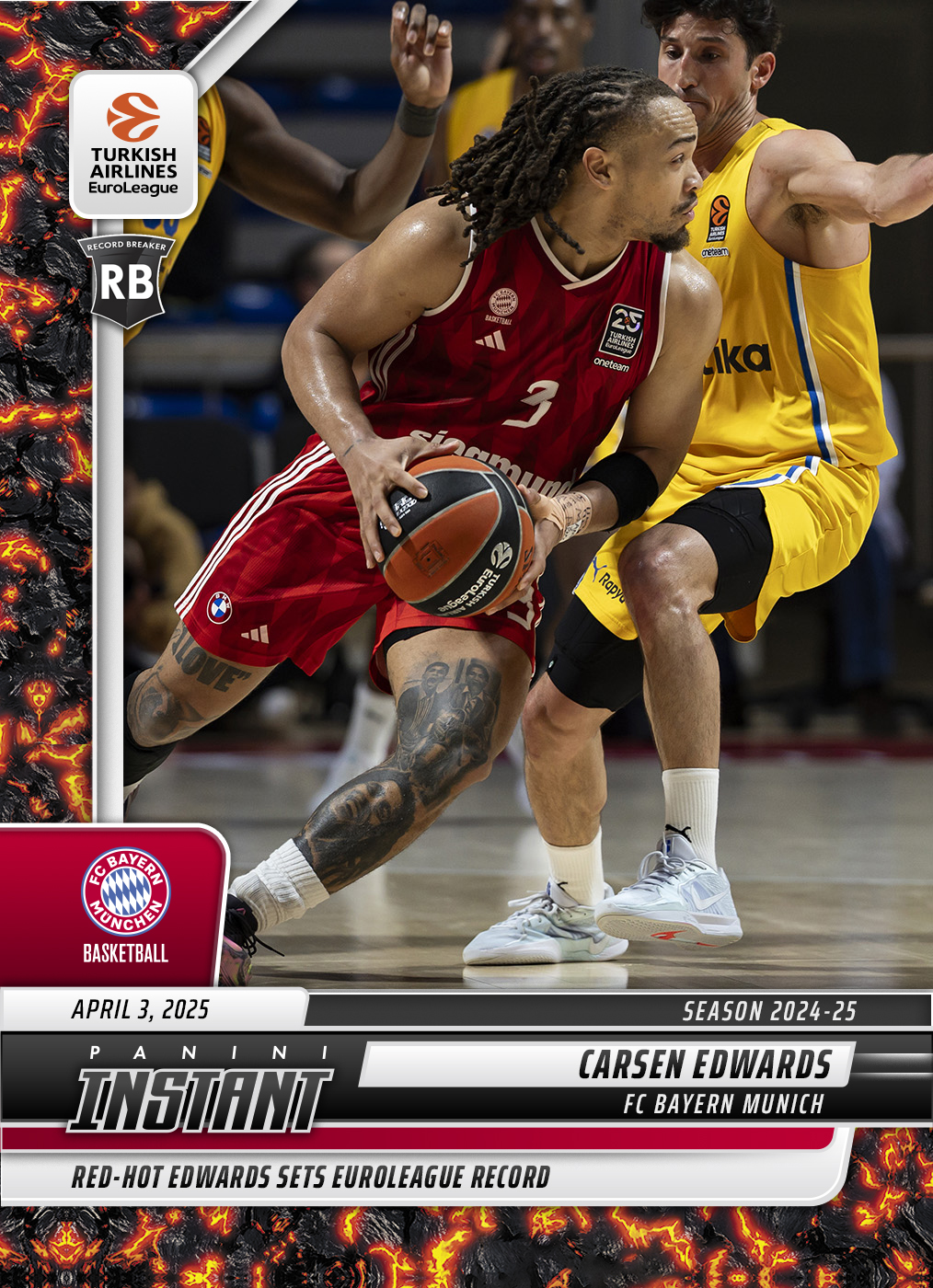 Carsen Edwards - 2024-25 Panini Instant Turkish Airlines EuroLeague #14 - Magma 1/1