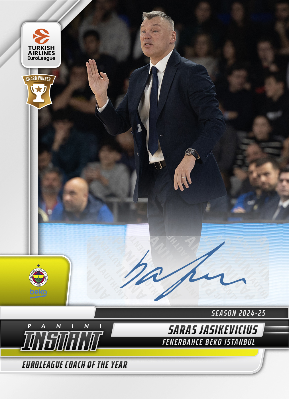 Saras Jasikevicius - 2024-25 Panini Instant Turkish Airlines EuroLeague #16 - Base /99 Auto