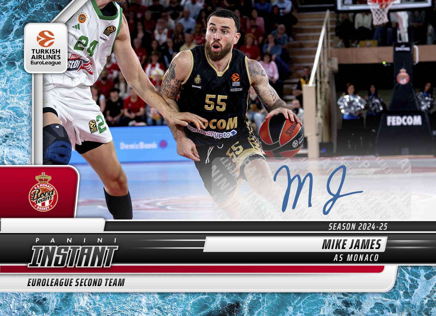 Mike James - 2024-25 Panini Instant Turkish Airlines EuroLeague #19 - Water /10 Auto