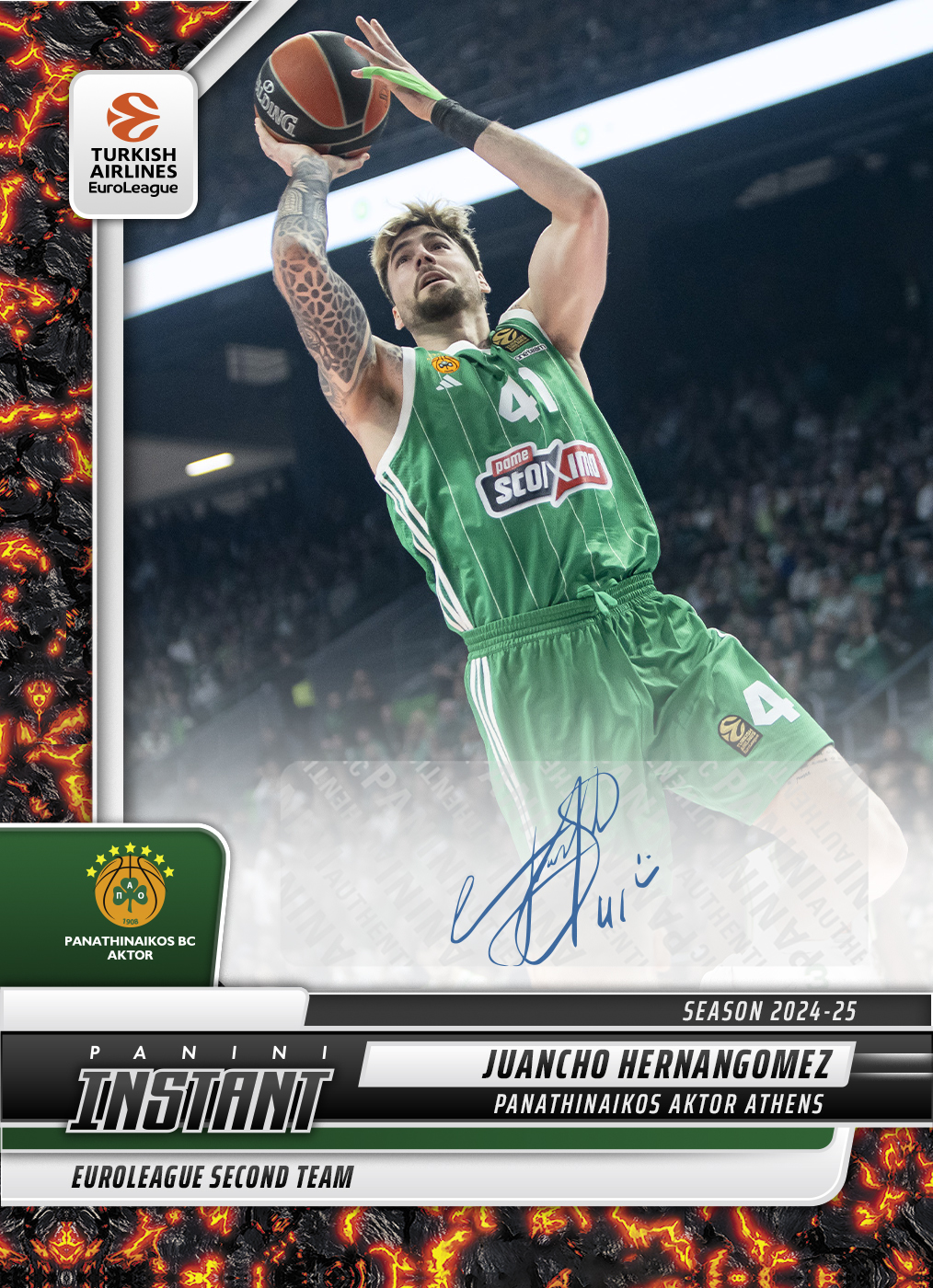 Juancho Hernangomez - 2024-25 Panini Instant Turkish Airlines EuroLeague #20 - Magma 1/1 Auto