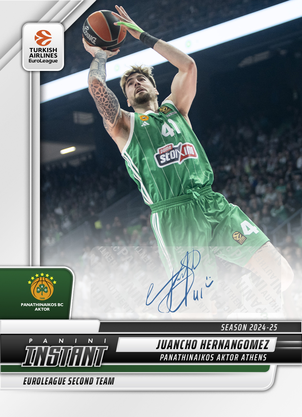 Juancho Hernangomez - 2024-25 Panini Instant Turkish Airlines EuroLeague #20 - Base /99 Auto