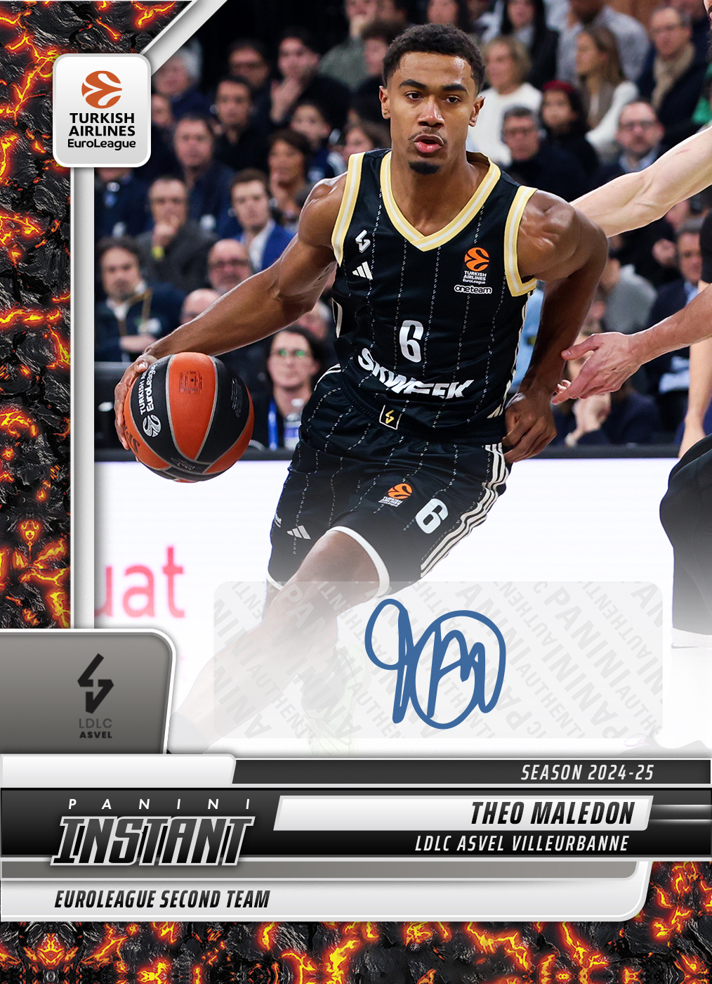 Theo Maledon - 2024-25 Panini Instant Turkish Airlines EuroLeague #21 - Magma 1/1 Auto