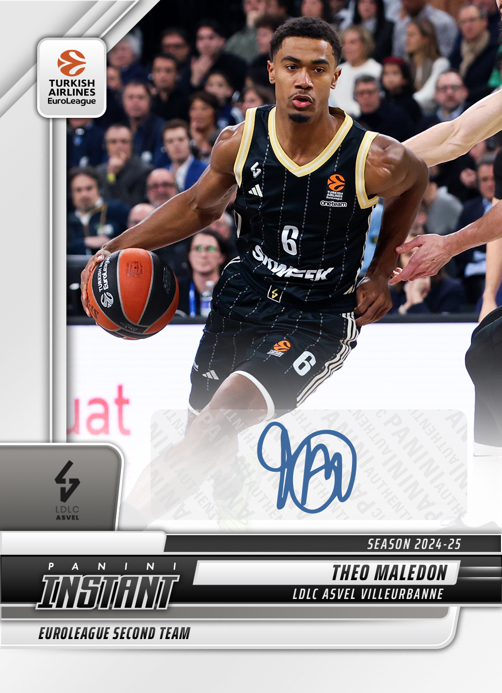 Theo Maledon - 2024-25 Panini Instant Turkish Airlines EuroLeague #21 - Base /99 Auto