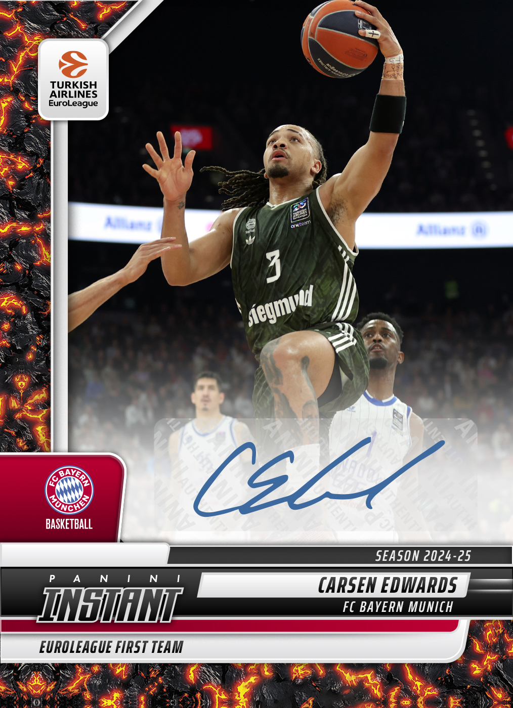 Carsen Edwards - 2024-25 Panini Instant Turkish Airlines EuroLeague #28 - Magma 1/1 Auto