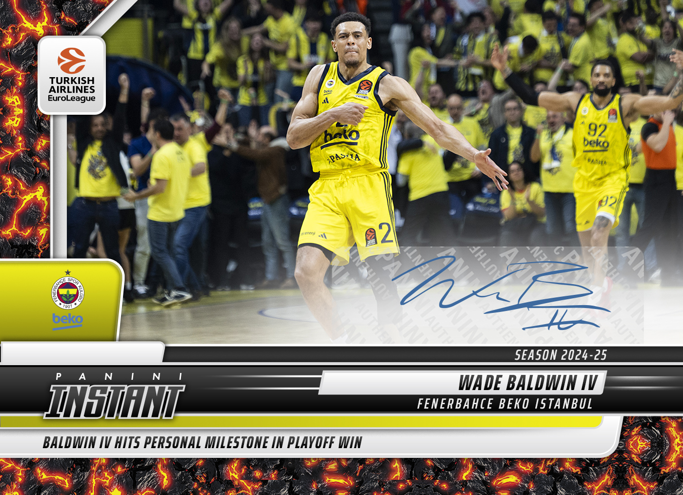 Wade Baldwin IV - 2024-25 Panini Instant Turkish Airlines EuroLeague #29 - Magma 1/1 Auto