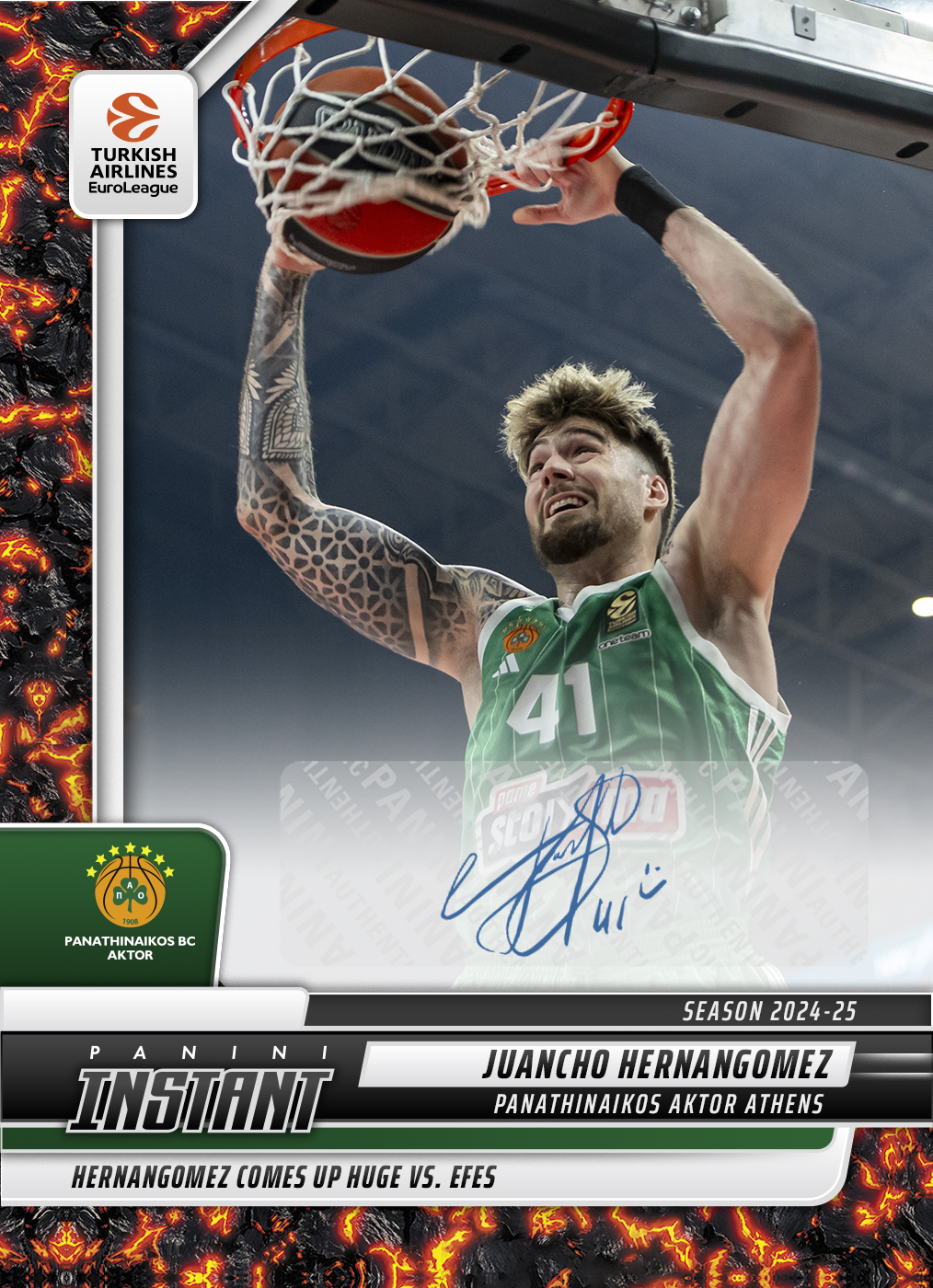 Juancho Hernangomez - 2024-25 Panini Instant Turkish Airlines EuroLeague #31 - Magma 1/1 Auto