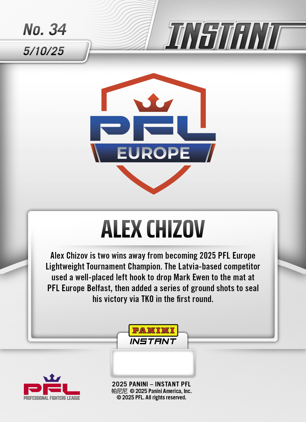 Alex Chizov - 2025 Panini Instant PFL #34 - Magma 1/1 - Image 2