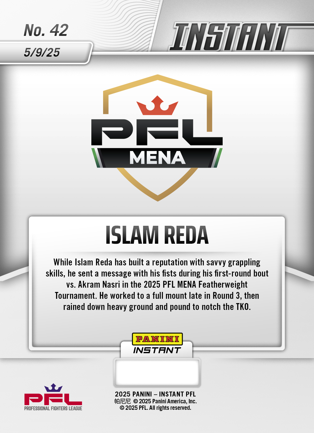 Islam Reda - 2025 Panini Instant PFL #42 - Lightning /5 - Image 2