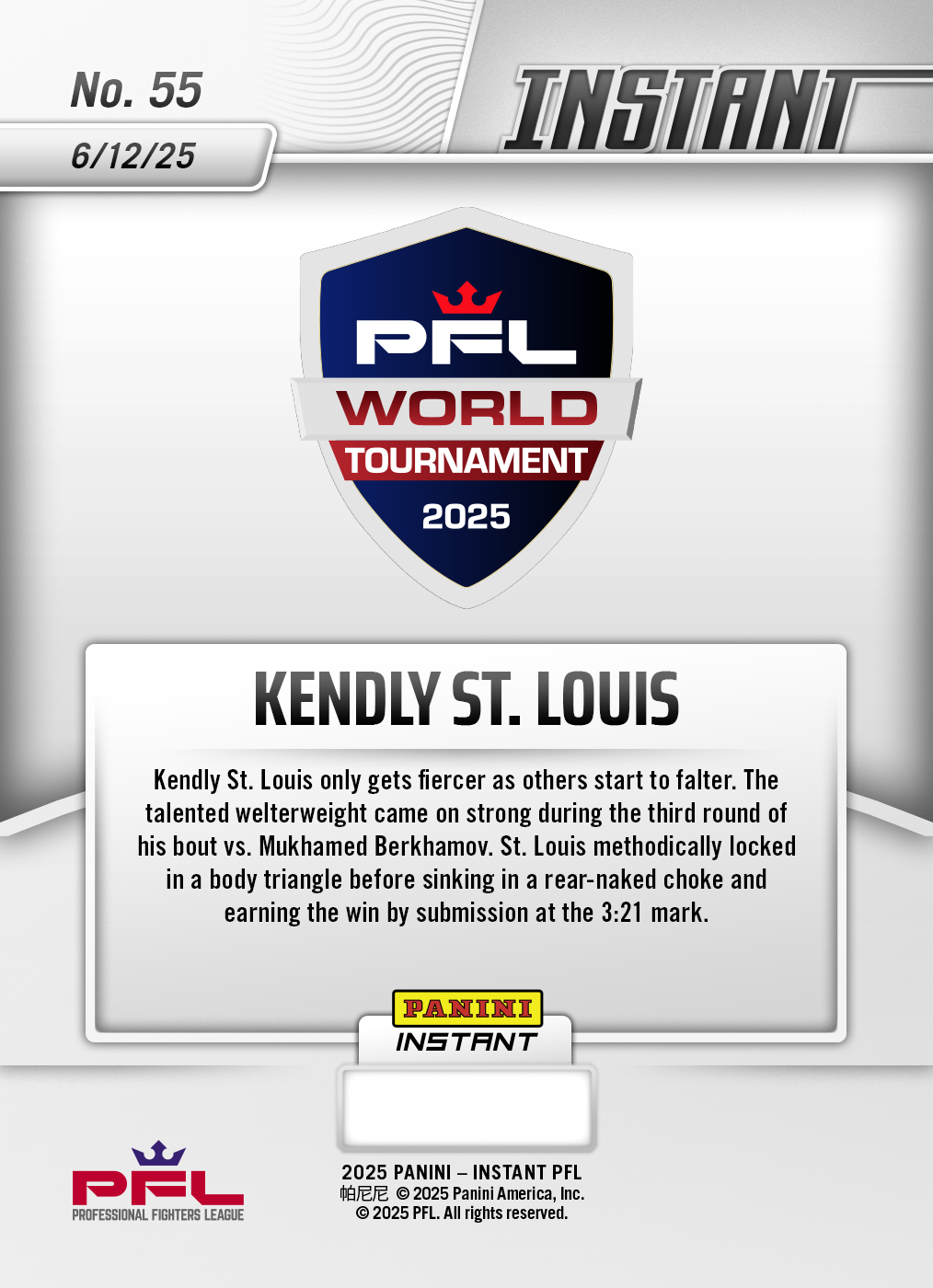 Kendly St. Louis - 2025 Panini Instant PFL #55 - Lightning /5 - Image 2