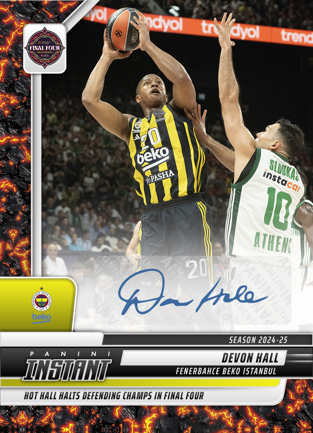 Devon Hall - 2024-25 Panini Instant Turkish Airlines EuroLeague #36 - Magma 1/1 Auto