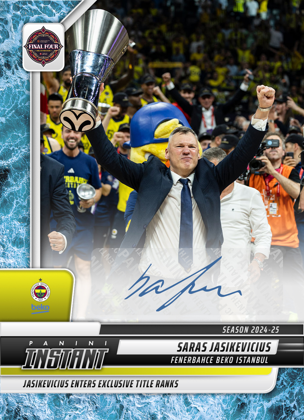 Saras Jasikevicius - 2024-25 Panini Instant Turkish Airlines EuroLeague #38 - Water /10 Auto